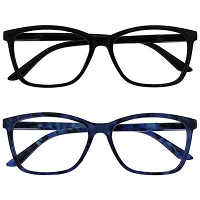 La Compañía Gafas De Lectura Negro Azul Carey Lectores Pack 2 Grande Estilo Diseñador Hombres Bisagras Resorte RR51-13T +1,50