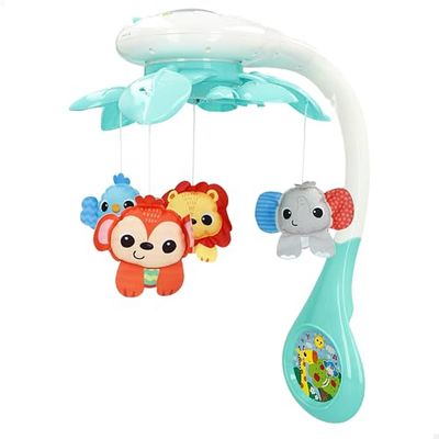 winfun Móvil Proyector Cuna Animales de la Jungla con Sonidos de la Naturaleza, Melodías Relajantes, Luces Coloridas y Temporizador para Bebés 0-5 Meses, Estimulación Sensorial (47857)