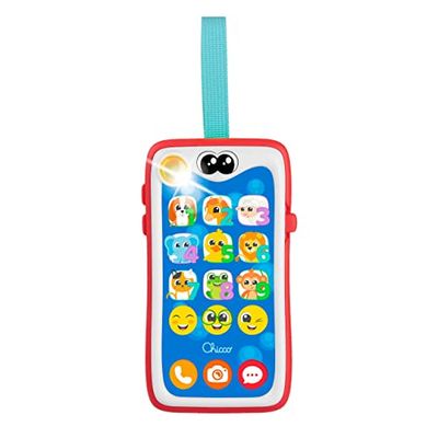 Chicco Smartphone Smiley, Bilingüe Español/Inglés, Didactico para Niños, Juguete Parlante e Interactivo, Membrana Táctil, con Luces y Sonidos, Cinta para Cochecito y Sillita, de 6 Meses a 3 Años