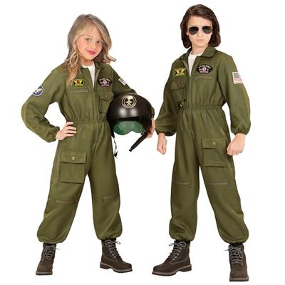 W WIDMANN MILANO Party Fashion - Costume enfant pilote d'avion de combat, combinaison, pilote, uniforme, déguisements de carnaval