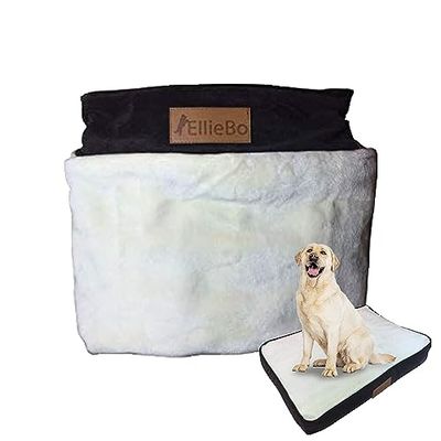 Ellie-Bo Grote 36" Hond Bed Cover - Bruin Corduroy/Beige FauxFur