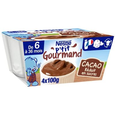 Nestlé Bébé P'tit Gourmand Cacao - Laitage dès 8 mois - 4 x 100g