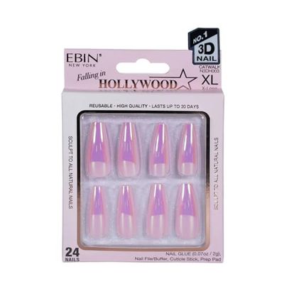 Falling in HOLLYWOOD - Catwalk | Press on Nails Long and Extra Long Coffin Style, Colorful Patterns False Nails for Daily Wear, Festival, and Holiday Nails
