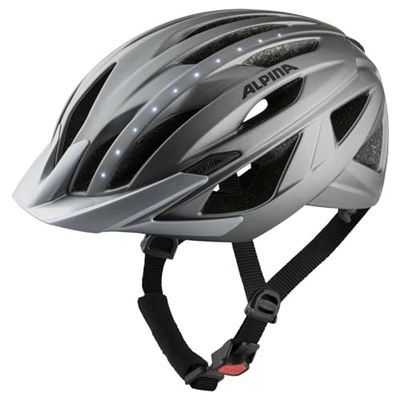 ALPINA Unisex - Volwassenen, HAGA LED Fietshelm, darksilver matt,58-63 cm