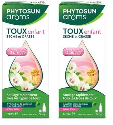 PHYTOSUN AROMS – Sirop Toux Sèche & Grasse Enfant – Naturel* – Action Rapide : Soulage tous les types de Toux** – 1x 120 ml (Lot de 2)