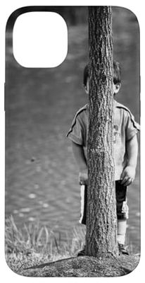 Stampa divertente t-shirt ragazzino nascosto dietro l'albero Custodia per iPhone 14 Plus