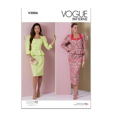 Vogue V2006B5 Misses' Two Piece Dress B5(8-10-12-14-16)