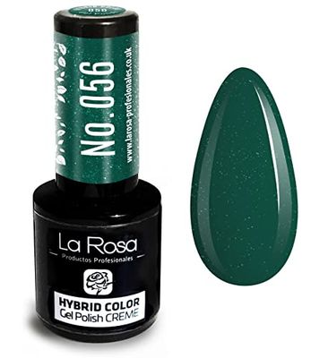 LA ROSA UV LED Esmalte De Uñas En Gel Híbrido, Duradero Y Muy Fácil De Aplicar, Perfecto Para El Arte De Las Uñas, Bricolaje En Casa O En Un Salón De Uñas, 9 ml (Verde Esmeralda con Brillo)