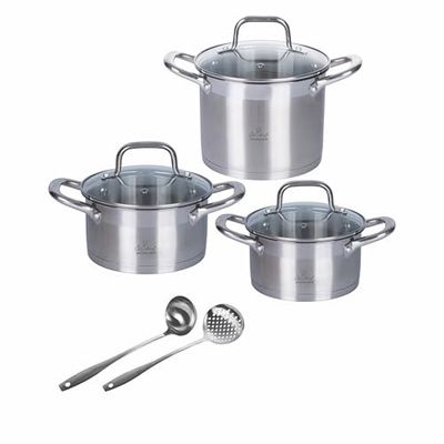 GALILEO 8 st batteri, 18/0 rostfritt stål, induktion, rostfritt stål ja chef