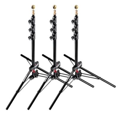Manfrotto 1051BAC-3 - Mini supporto compatto AC in alluminio da 1,8 m e 22,9 cm, con 4 sezioni e 3 rialzi, confezione da 3 (nero)