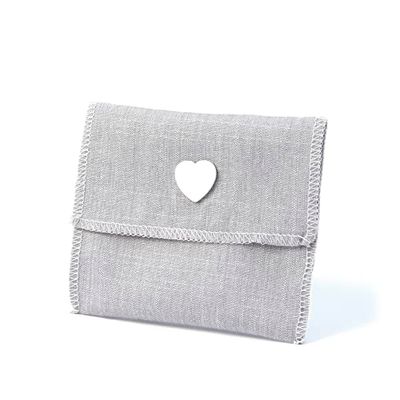 Mopec A110.41 Pack de 12 guardatodos Gris Velcro y corazón Madera 9x11cm. Bolsita, Normal