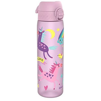 ION8 Waterfles, 500 ml/18 oz, Lekvrij, Makkelijk te Openen, Veilige Vergrendeling, Vaatwasserbestendig, BPA-vrij, Draaghendel, Past in Bekerhouders, Makkelijk Schoon, Geurvrij, Eenhoorns Ontwerp