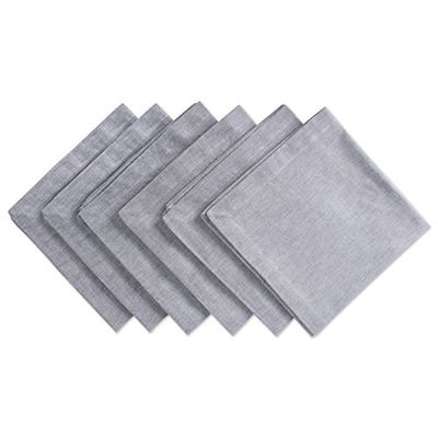 DII Coleção de mesa de cozinha 100 % algodão Chambray, guardanapos, cor cinzenta, 6 unidades