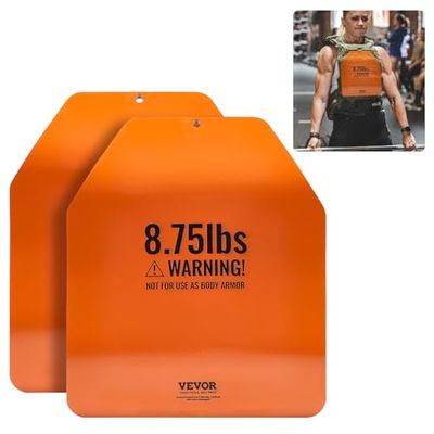 VEVOR Placas de Peso Curvadas para Chalecos, Pares de 4 kg, Acero de Primera Calidad, Ajuste Ergonómico Contorneado, Peso Adicional, para Entrenamiento de Fuerza, Carreras, 295 x 248 x 8±10 mm Naranja