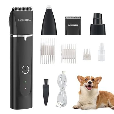 BarberBoss Hondenverzorgingsset, hondentrimmer voor verzorging, hondentondeuse professioneel voor dik haar, snoerloze hondentondeuse, kattenknipper voor gematteerd bont, huisdierverzorgingsset QR-9092