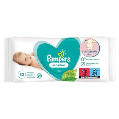 Pampers Lingettes Bébé Sensitive, 52 Lingettes