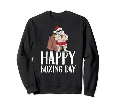 Happy Boxing Day Santa Claus Glasses Christmas Box Shopping Sweatshirt