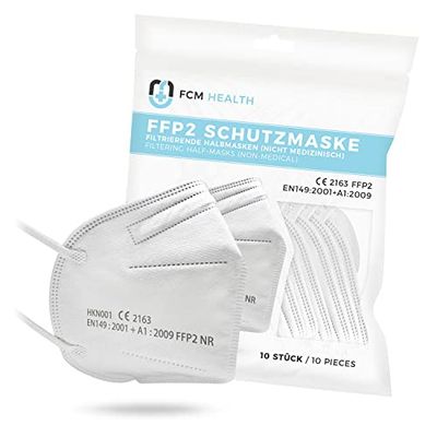 MeaVita FFP2 KN95 Wegwerp mond- en neusbescherming, 10 stuks, wegwerpmasker KN95, elastische band