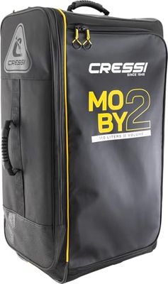 CRESSI Moby 2 Bag, Borsa Trolley Robusta e Spaziosa Ideale per Trasportare l'Attrezzatura Subacquea, Attivita' Sportive e Viaggi Unisex Adulto, Nero/Giallo, 110 L