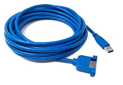 SYSTEM-S USB 3,0 kabel 5 m typ A kontakt till uttag skruv adapter i blått