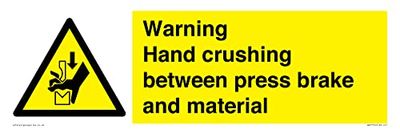 Warning Hand crushing between press brake and material Sign - 450x150mm - L41