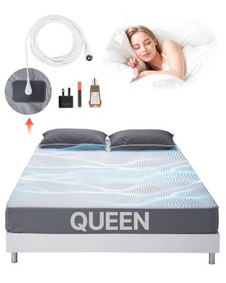 VEVOR Grondlaken, katoen en pure zilvervezel, aarding hoeslaken, aardingskabel en tester, grijs, Queen Size 1525 x 2030 x 381 mm, Grijs, Modern