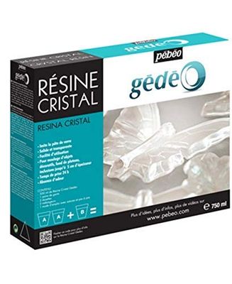 Pébéo - Gédéo Kit Résine Cristal 750 ML - Résine Époxy Transparente Effet Pâte de Verre - Pébéo Cristal - Pour Inclusion, Coulage, Moulage, Vernis - Résine Compatible Bois & Autres Matériaux 750 ML
