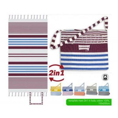 CASAPIU'- Drap de Plage FOUTA 100 x 200 Sac TEL4688A, Uni, IRG161, 100 x 200 cm