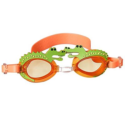 Best Sport Crocodile Lunettes de Natation Mixte Enfant, Orange/Vert
