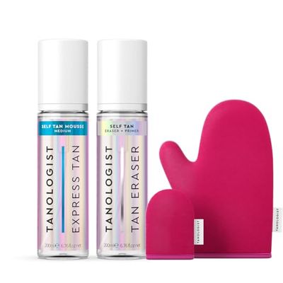 Tanologist schiuma autoabbronzante media (200 ml) + Tanologist Struccante autoabbronzante (200ml) + Tanologist Guanto Autoabbronzante Viso e Corpo Duo