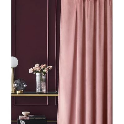 room99 Rideau en Velours avec œillets argentés Charmy 140 x 280 Largeur x Hauteur, Décoration de fenêtre, Rideau Thermique Isolant Anti Froid et Chaleur pour Salon Rose, 1 pièce