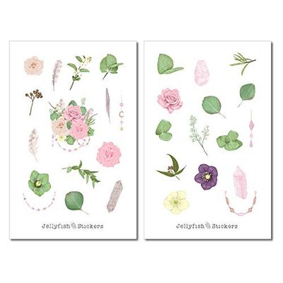 Set di adesivi Flowers | Adesivi floreali | Adesivo per diario | Adesivo per giardino | Adesivo per planner | Adesivo floreale, piante, verde