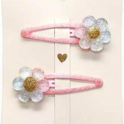 YUKO B - Fermagli per capelli fantasia Daisies Marguerite Duo – Fermaglio per capelli per bambini, fermagli per ragazza – Accessori per capelli