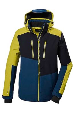 killtec Uomo Giacca da sci/giacca funzionale con cappuccio e paraneve con chiusura a cerniera KSW 70 MN SKI JCKT, dunkellime, M, 41957-000