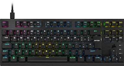 CORSAIR K60 PRO TKL RGB Tenkeyless Optical-Mechanical Wired Gaming Keyboard – OPX Linear Switches – Polycarbonate Keycaps – iCUE Compatible – QWERTY UK – PC, Mac, Xbox – Black