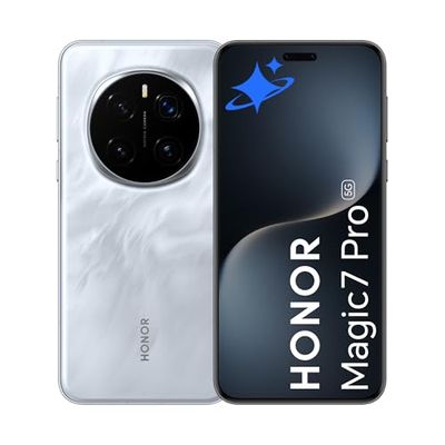 HONOR Magic7 Pro 5G,senza SIM,fotocamera Falcon,12 GB di RAM,512 GB,batteria da 5.270 mAh per tutto il giorno,resistenza all'acqua IP69 e IP68,doppia SIM,Android14,Lunar Shadow Grey