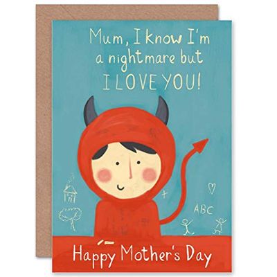 Wee Blue Coo I Am A Nightmare, But I Love You! Little Devil - Mothers Day Card CP3210