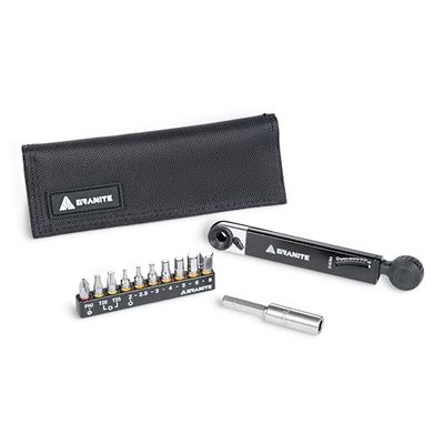 Granite Rocknroll TQ Torque Ratchet Kit de Herramientas para Bicicletas, Kit de multiherramientas para Bicicletas con 10 Puntas de Herramientas y Barra de extensión (Negro)