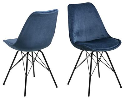 AC Design Furniture Emanuel Matrumsstolar set om 2, B: 48,5 x H: 85,5 x D: 54 cm, marinblå/svart, sammet/metall, 2 st