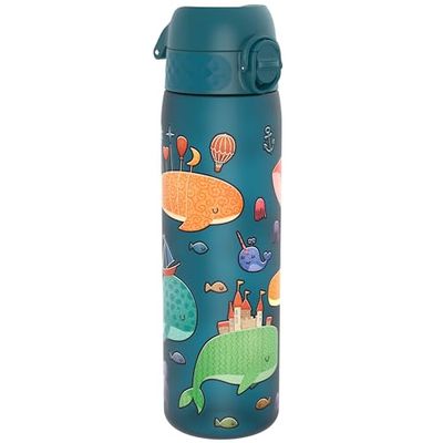 ION8 Waterfles, 500 ml/18 oz, Lekvrij, Makkelijk te Openen, Veilige Vergrendeling, Vaatwasserbestendig, BPA-vrij, Draaghendel, Past in Bekerhouders, Makkelijk Schoon, Geurvrij, Ontwerp Walvissen