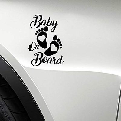 Stukk Stickers Pegatina de vinilo para ventana de coche, diseño de bebé a bordo, 12,7 x 17,8 cm, color negro