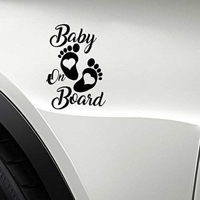 Stukk Stickers Autocollant en Vinyle pour fenêtre de Voiture Motif bébé à Bord 12,7 x 17,8 cm - Noir