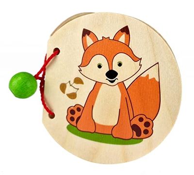 Hess Holzspielzeug 14315 - Livre d'images en Bois, Motif Renard, Fait Main, Convient aux Enfants à partir de 6 Mois
