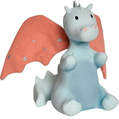 Tikiri 8595511 – Sonajero de caucho para bebé, dragón con alas crujientes, caucho natural, sonajero para bebés y niños pequeños a partir de 0 meses