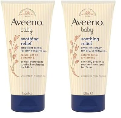 Aveeno Baby Soothing Relief Emollient Cream 150 ml (Pack of 2)