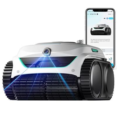 WYBOT C2 Vision AI caméra Robot Piscine sans Fil avec Batterie, Robot de Piscine Sol et Mur, Filtration à Deux Couches, Moteur sans Balai, Aspiration puissante, pour piscines enterrées jusqu'à 180㎡