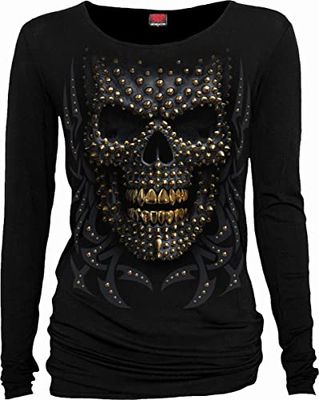 Spiral svart guld dam långärmad tröja svart everyday goth, gotisk, rockwear, romantik, svart, M