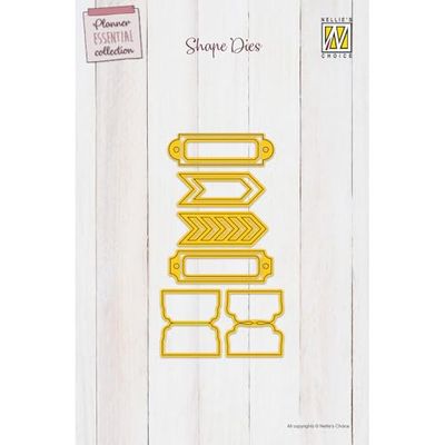 Nellie's Choice Cutting Die Tabs, Tickets and Labels-7,2 x 12,8 cm-9-Card Making Supplies-Metal Dies for Bullet Journal, Planners, Scrapbooking, DIY and Paper Crafts, Yellow, 7,2 x 12,8 cm