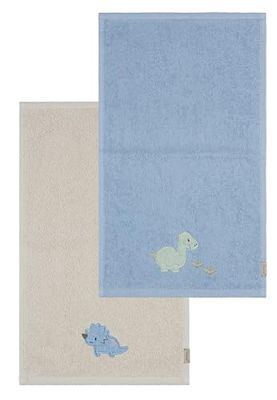 Sterntaler Set di 2 asciugamani per bambini Dino Rexi – Set di asciugamani in cotone assorbente piacevole sulla pelle – Asciugamani per bambini con eleganti bordi e applicazioni, blu