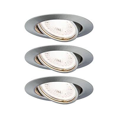 Paulmann 93424 Luminária embutida LED base, redonda, incl. 3 x 5 W ajustável, foco embutido, aço mate, Spot, metal, lâmpada embutida 3000 K GU10